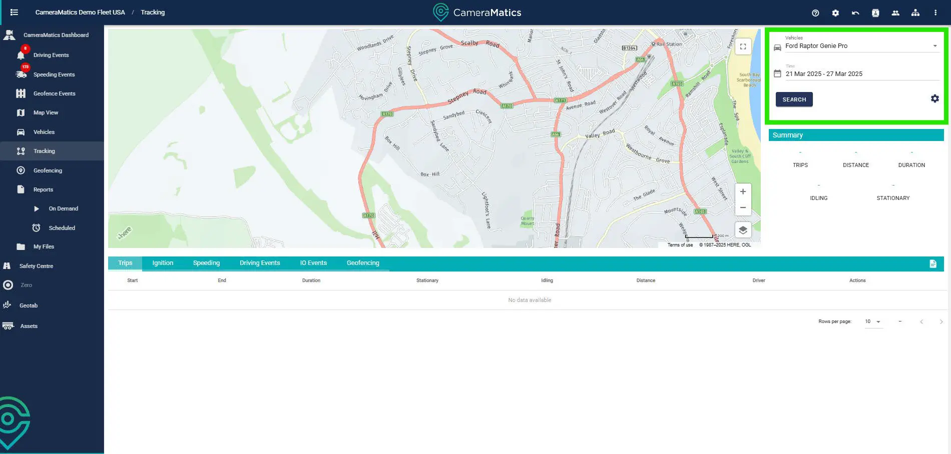 How to use the tracking feature for a vehicle - CameraMatics