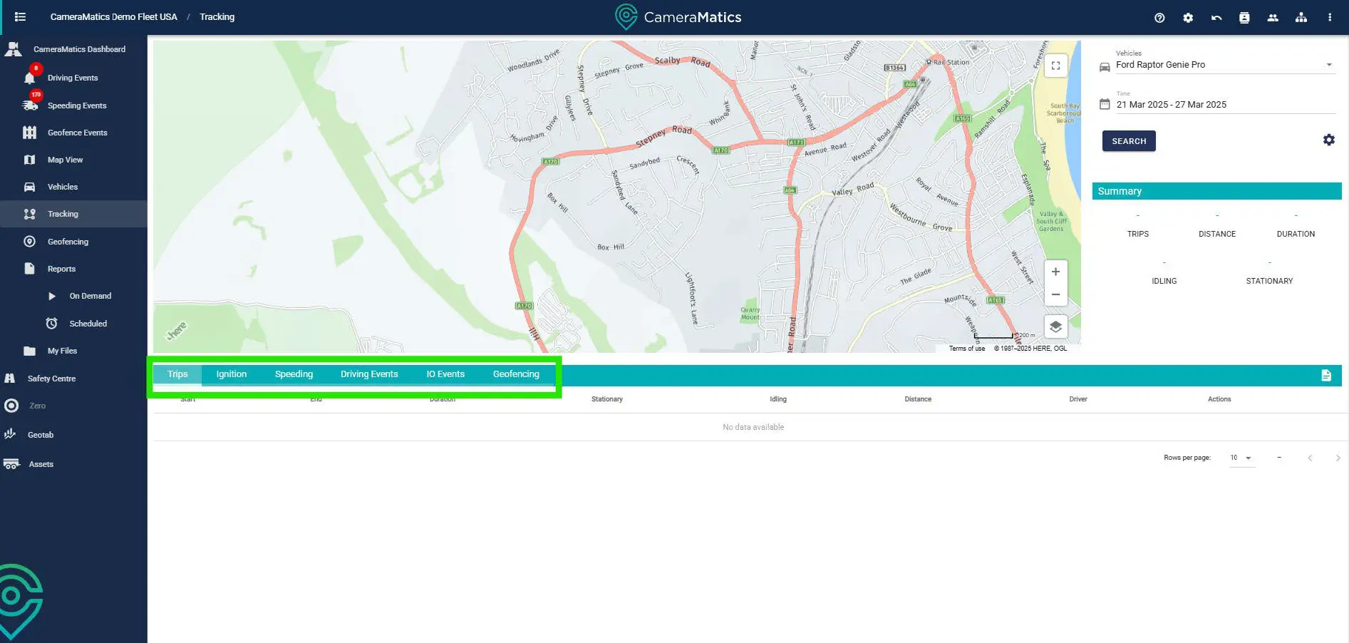How to use the tracking feature for a vehicle - CameraMatics