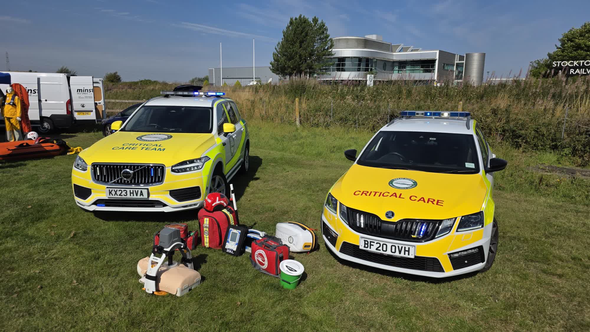 Great North Air Ambulance Service critical care vehicles with prepared equipment Great North Air Ambulance Service critical care vehicles with prepared equipment